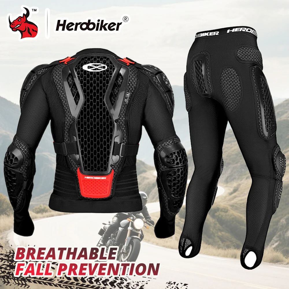 

Комплект броней для мотокросса, куртка на груди и спине, брюки, комбинированные унисекс, снаряжение для езды на мотоцикле по бездорожью, дышащая защита от царапин