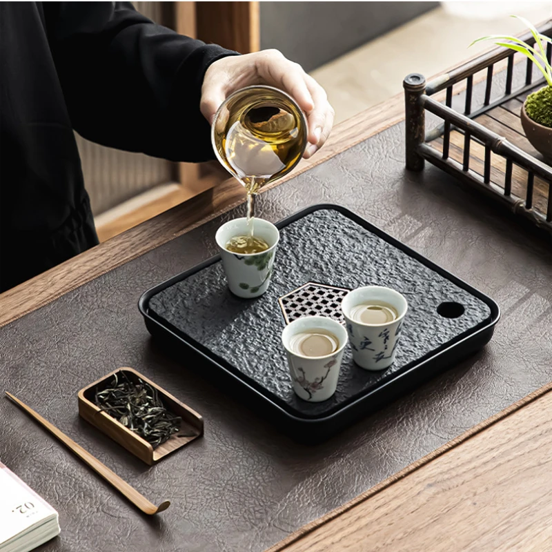 Light Luxury Home Indoor Tea Ceremony Supplies Tray Small Tea Set Office Study Storage Row Dual-purpose Large Capacity Tea Tray