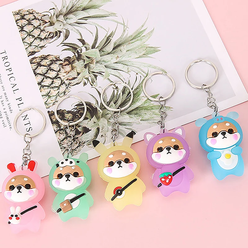 1Pc Luminous Cartoon Chaigou Key Chain Bag Pendant Car Cute Key Chain Toy Figure Pendant Collectible Kids Gifts Creative Keyring