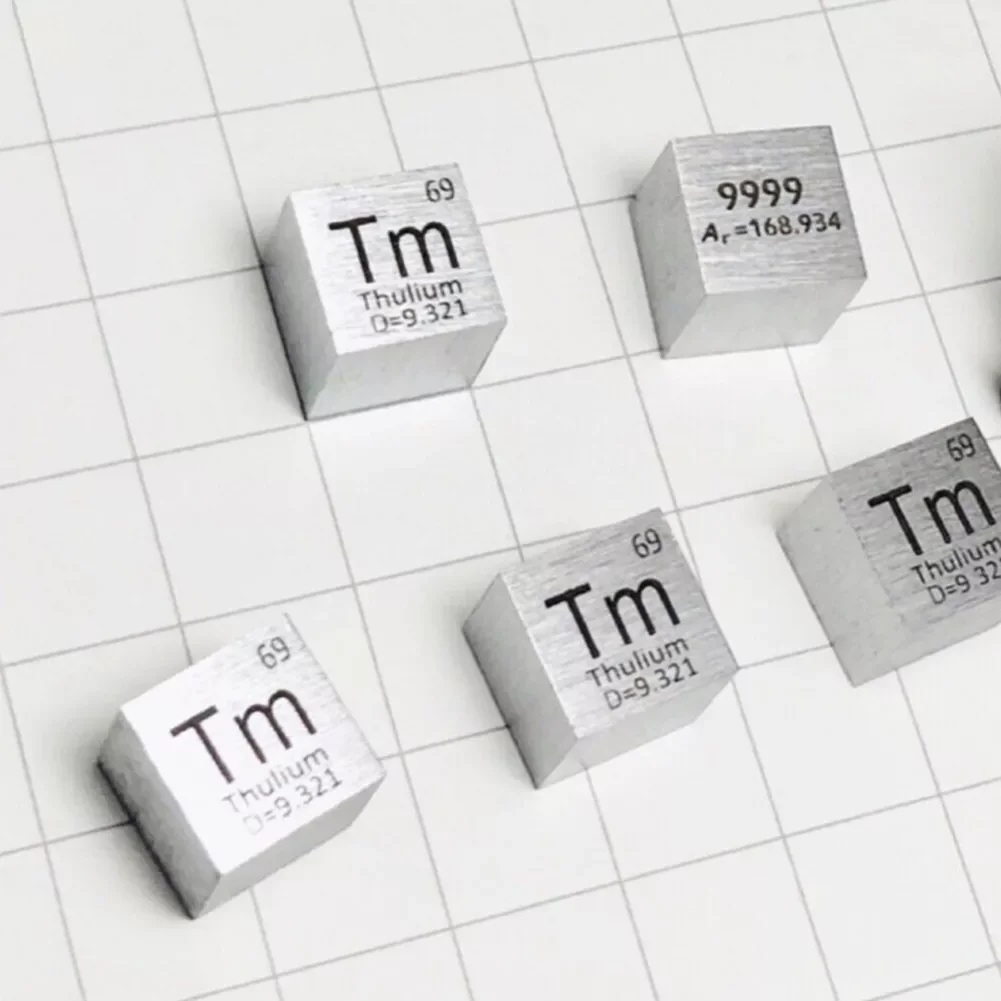 10mm Cube of Thulium, Element Tm Sample