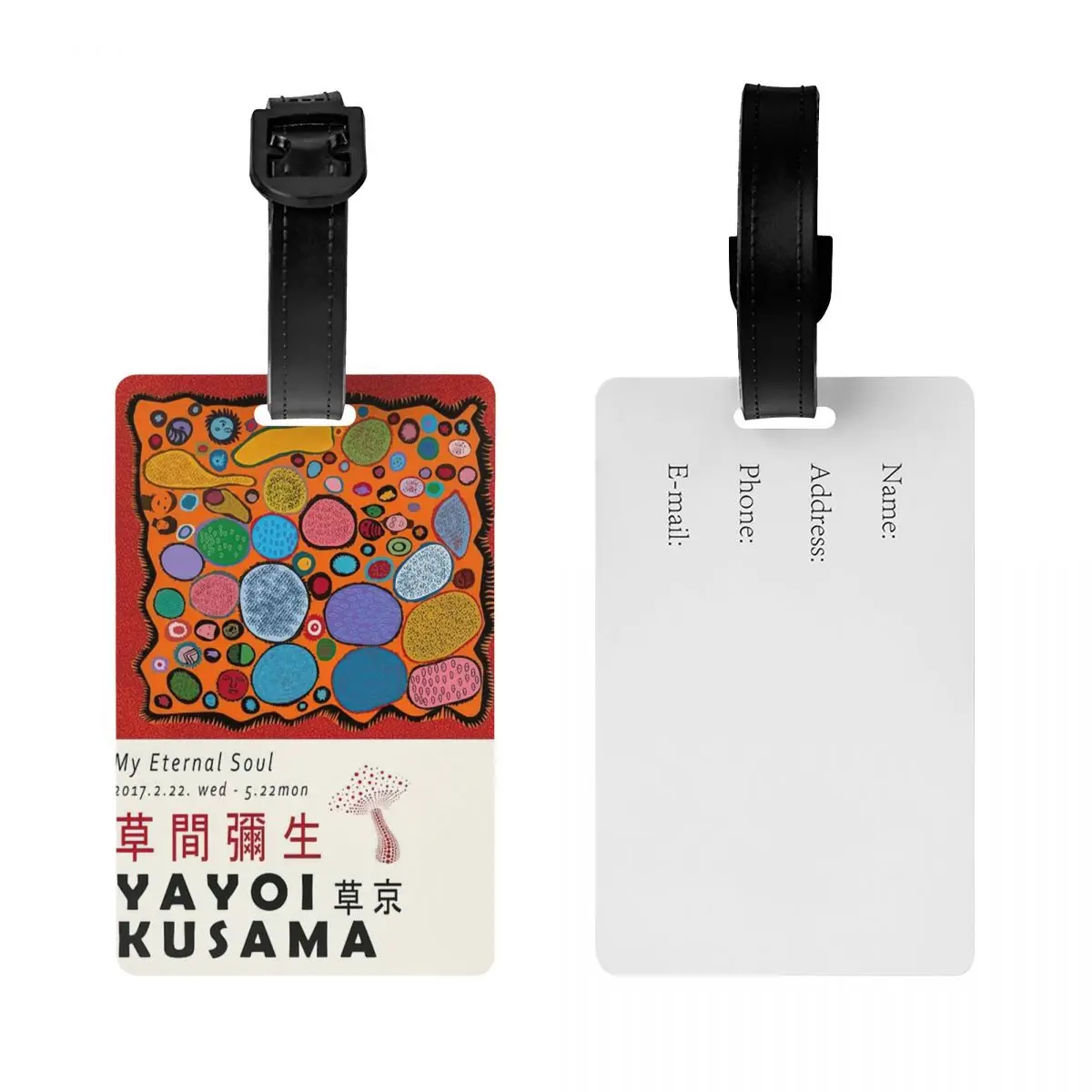 Custom Yayoi Kusama Abstract Mushroom Luggage Tags for Suitcases Fashion Baggage Tags Privacy Cover Name ID Card