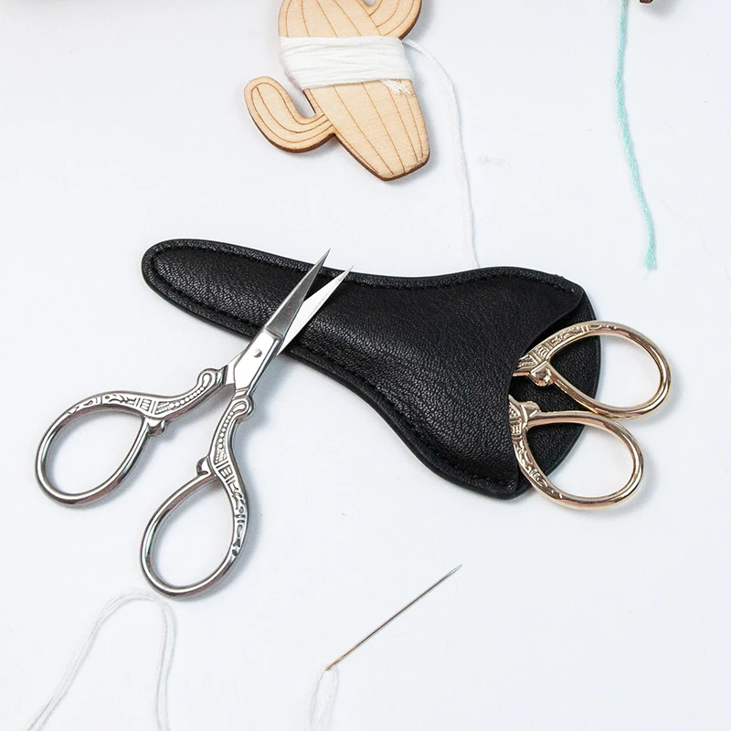 Embroidery Scissors with Sheath Small Sewing Scissor Vintage Sharp Pointed Tip Shears for Craft Art Work Handicrafts Tool