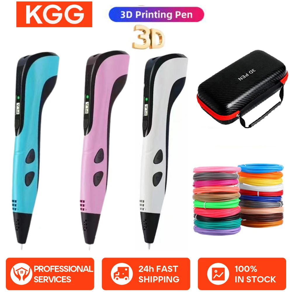 

2025 Children 3D Printing Pen with LED Screen 100M PLA Power Adapter Travel Box Christmas Birthday Gift 3D Pen Set For Kids.