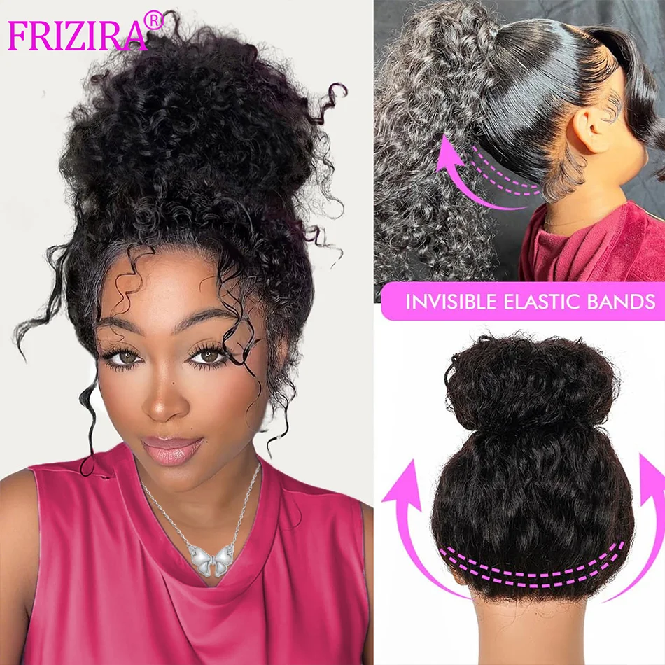 

Парик Deep Wave 360 HD Full Lace Front с невидимым ремешком и завязками, из натуральных волос, плотность 250%, 360-градусный кудрявый парик Full Lace из натуральных волос