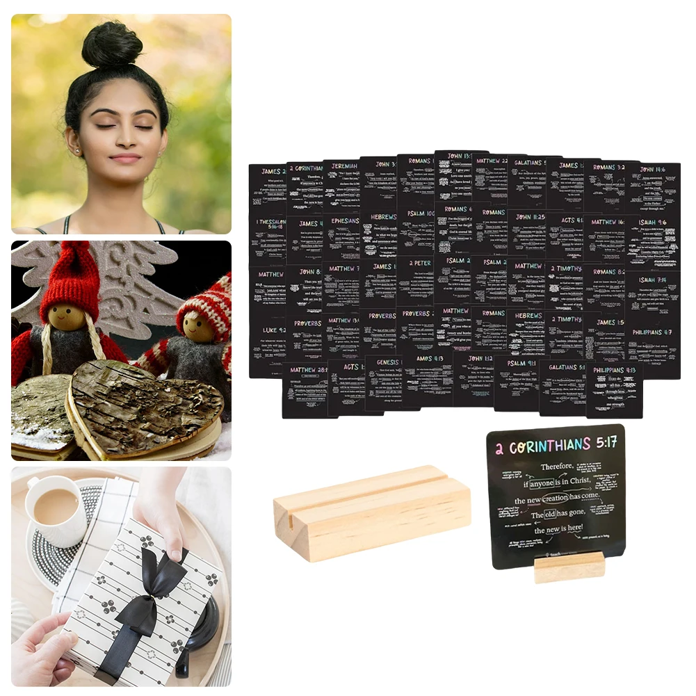 52Pcs 성경 카드 기도 카드 장식 영감 카드 동기 부여 성경 긍정 카드 성경 연구 용품