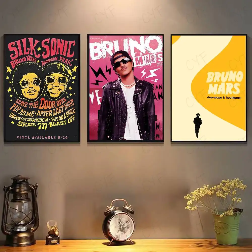 B-Bruno singer M-Mars treasure Album Poster sticky wall waterproof home living room bedroom bar aesthetic decoration