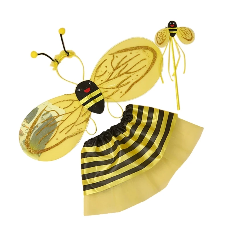 Accesorios para disfraz insecto volador mariposa, disfraz Animal con varita, falda, diadema para Cosplay infantil,
