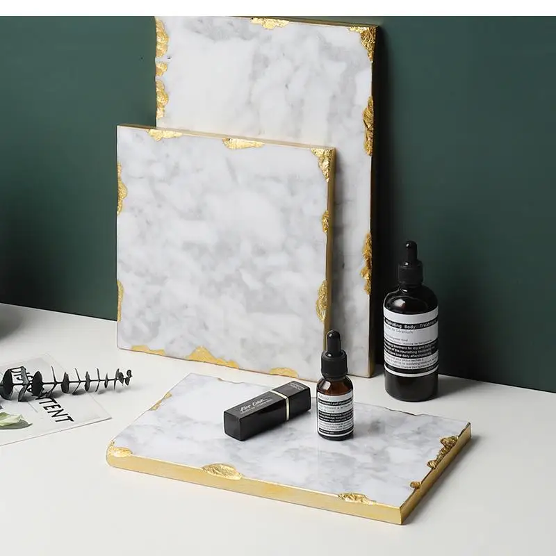 Marble Tray Countertop Cosmetics Jewelry Storage Living Room Decoration Set Nordic Geometric Desktop