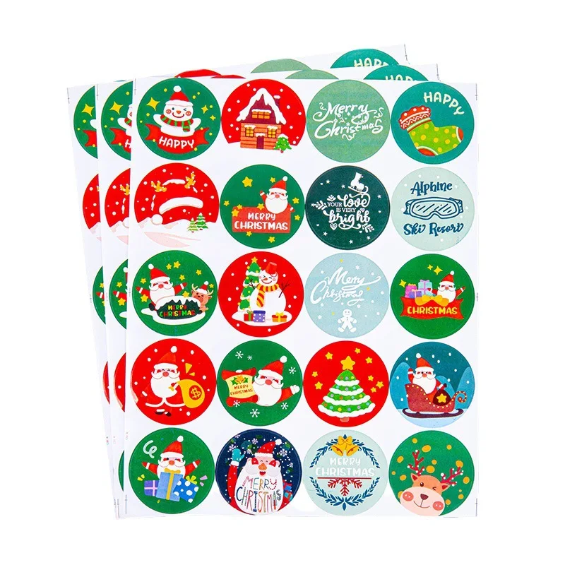 3 Sheets Christmas Countdown Stickers Sealing Labels For Baking Packing Greeting Cards Envelopes Gift Tag DIY Round