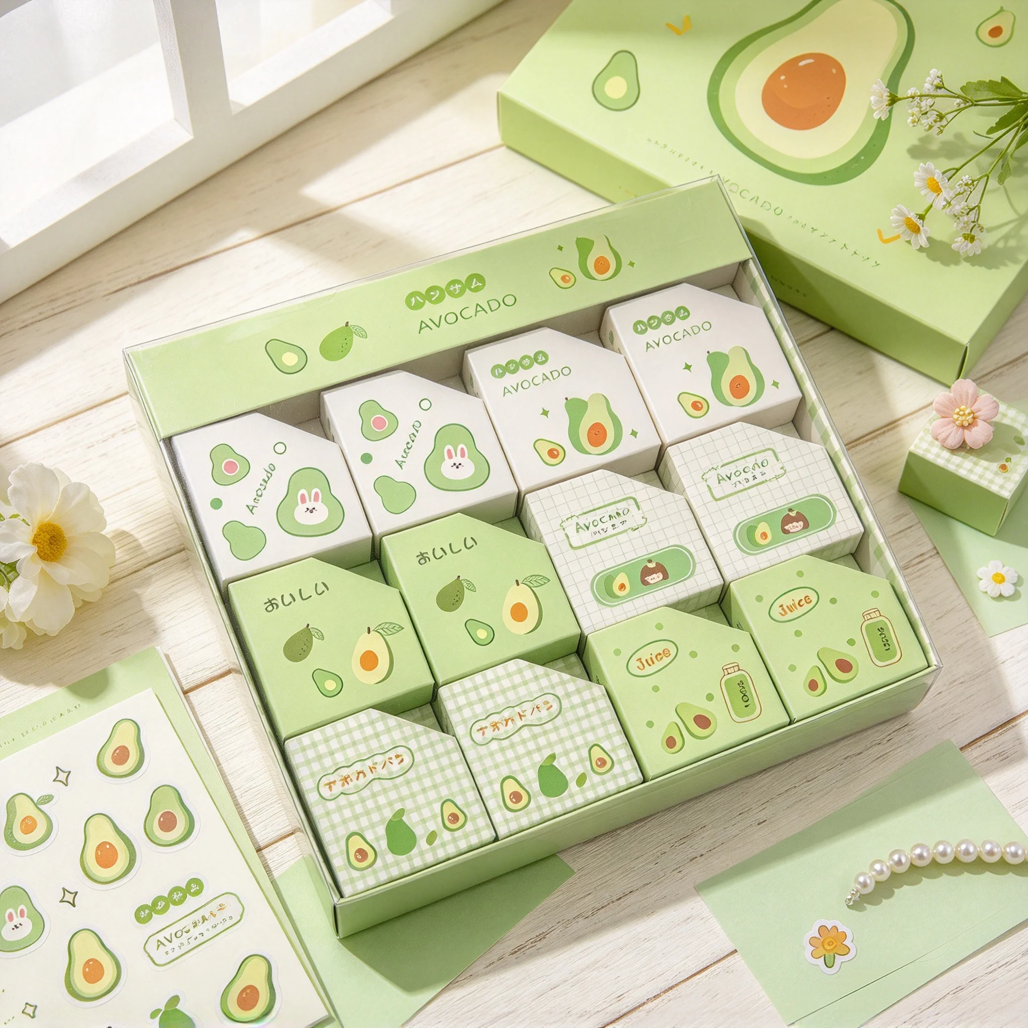 Cute Avocado Cartoon Washi Tape, 15mm Width Fruit Pattern Decorative Masking Tape, DIY Journal Scrapbooking Notebook