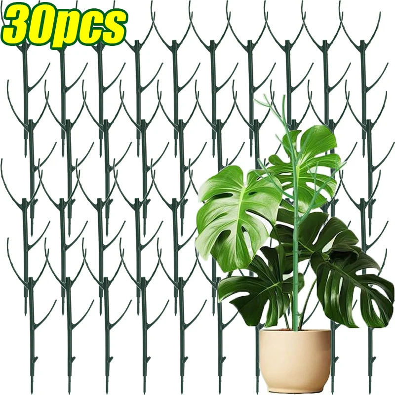 3/30pcs Plastic Plant Support Stackable Plant Stakes Flowers Greenhouses Fixing Rod Holder Indoor Plants Holder Rack Hoops