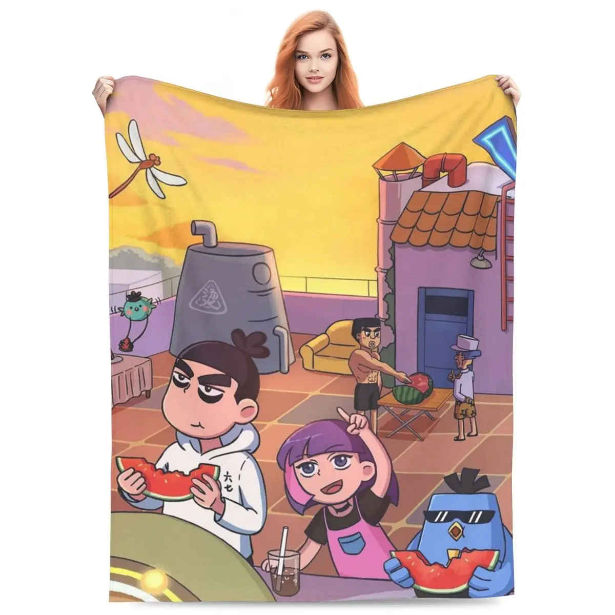 Mantas de forro polar con diseño de dibujos animados de Scissor Seven Action Manga, mantas para sofá, cama, viajes, colchas y edredones