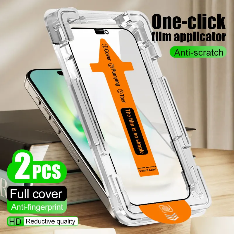 2pcs Protective Film For iPhone 16 Pro Max 15 14 Plus Tempered Glass Smartphone Film 13 Pro 12 11 Pro XR Phone Screen Protector