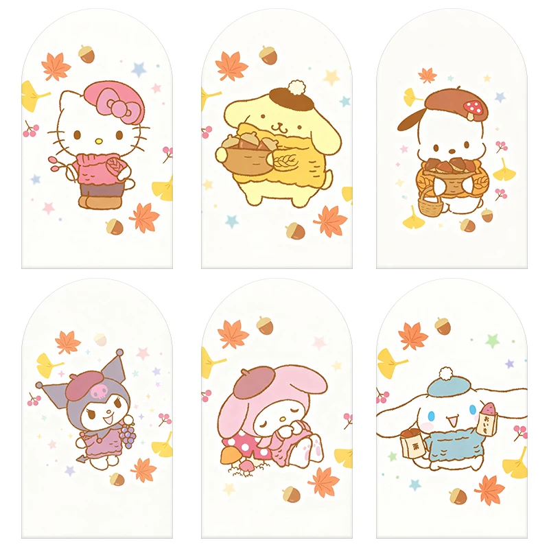 

Sanrio Characters Autumn Harvest Theme Arch Backdrop Cover Cozy Festive Scene For Kids Birthday Baby Shower Photo Booth Decor