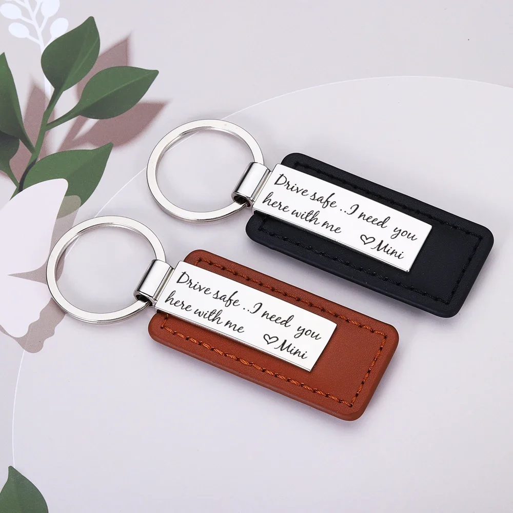 Custom PU Leather Keychain Drive Safe Business Gifts Leather Key Chain Gifts Car Key Strap Waist Wallet Keychains Keyrings