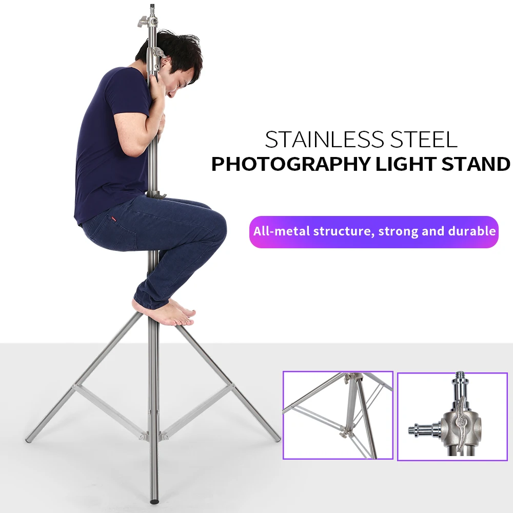 Super Stable Stainless Steel Big Tripod 2.8M Foldable Lighting Stand Tripod Photography For Fill Spot Light Softbox Photo Studio