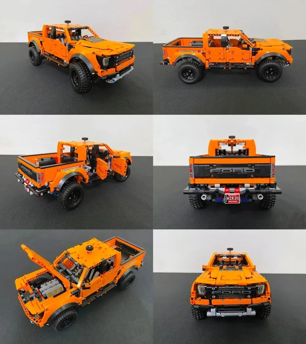 New 1379 pieces of technology 42126 in stock1:10 Ford Raptor F150 pickup truck racing car model building blocks children's toys