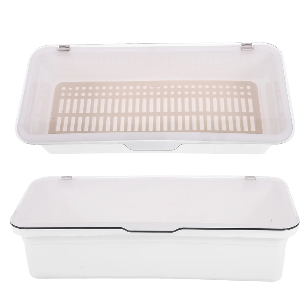 2 Pcs Chopsticks Box Covered Utensil Holder Container Lid Organizer Cutlery Storage Tray Lunchbox Drainage Kitchen with Pp Baby