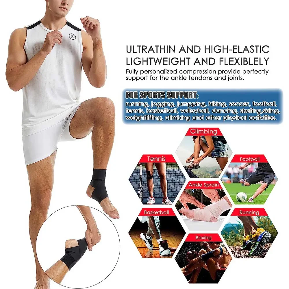 1Pcs Ultrathin High-Elastic Ankle Wrap Adjustable Compression Ankle Support Brace for Running,Football,Basketball,Tennis,Sprains