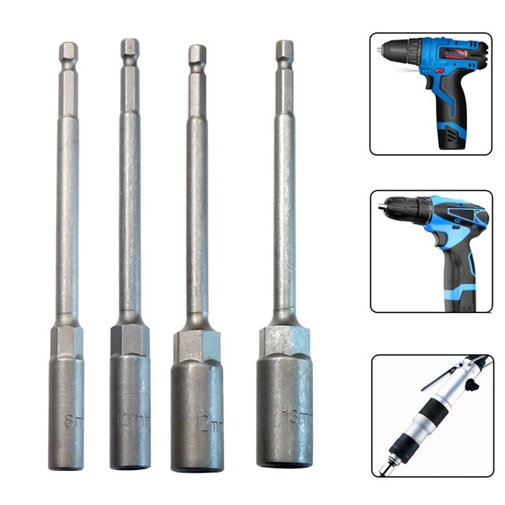 

150mm Hexagon Nut Driver Drill Bit Adapter 6 Mm 8 Mm Magnetic Socket Screwdriver Wrench Extension Sleeve Power Tools