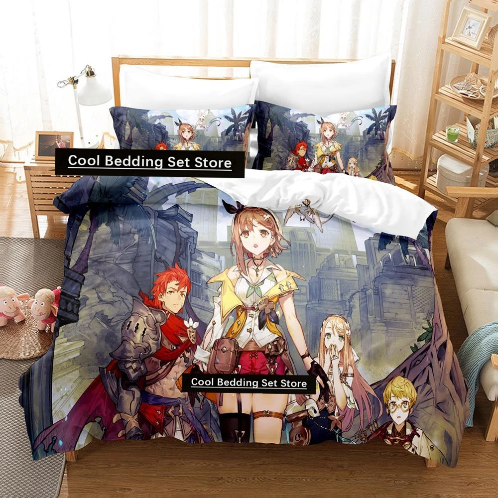 

New Atelier Ryza Bedding Set Single Twin Full Queen King Size Bed Set Adult Kid Bedroom Duvetcover Sets Anime parure de lit Bed