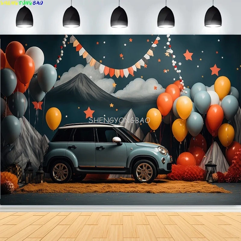 

Baby Shower Happy Birthday Party Photography Backdrops Newborn Kids Air Balloon Princess Tropical Jungle Photo Background BB-27