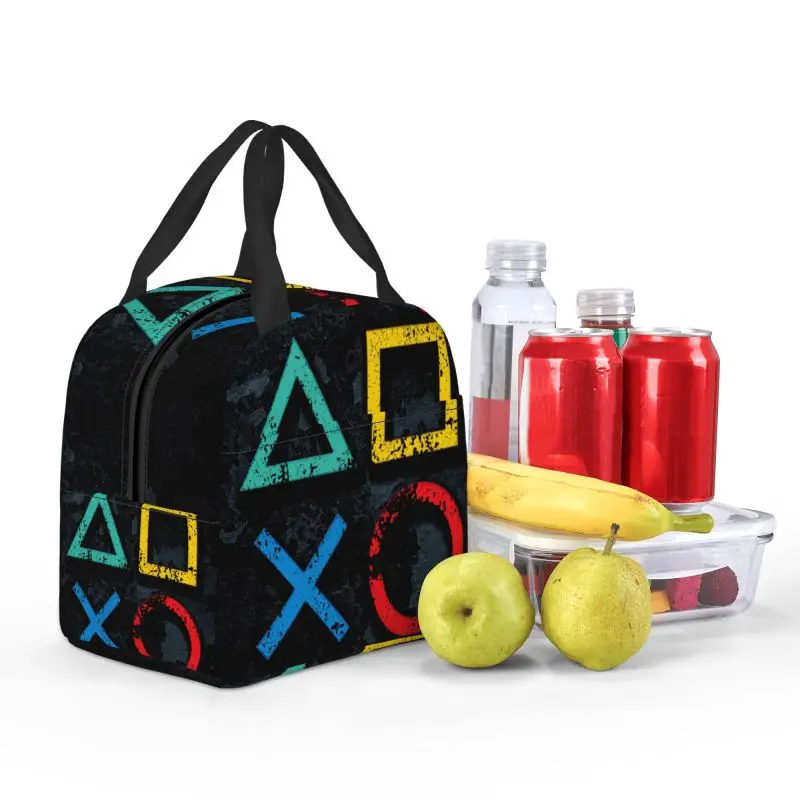 Playstations Buttons Insulated Lunch Bag for Work School Game Gamer Gift Waterproof Cooler Thermal Lunch Box Women Children