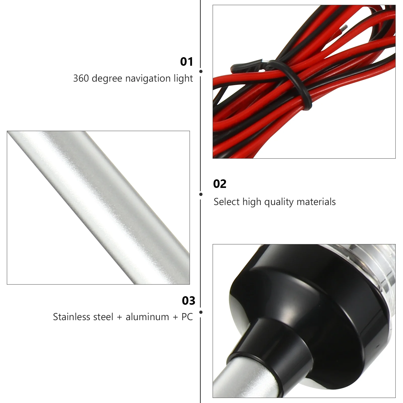 

2 Nautical Marine All-round Light Boat LED Navigation Lights Anchor Fold Stainless Steel Fixed Mount