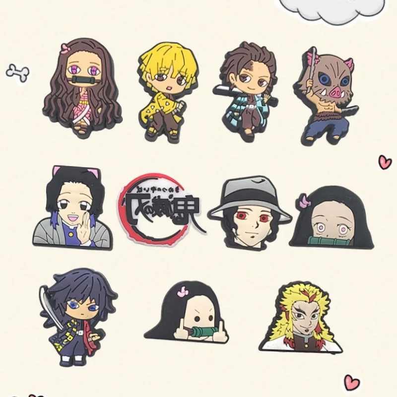 

11pcs Demon Slayer Anime PVC Shoe Charms Unisex Kids DIY Decorative Fit Buckle X-mas Gift Ideas Cartoon Shoe Accessories