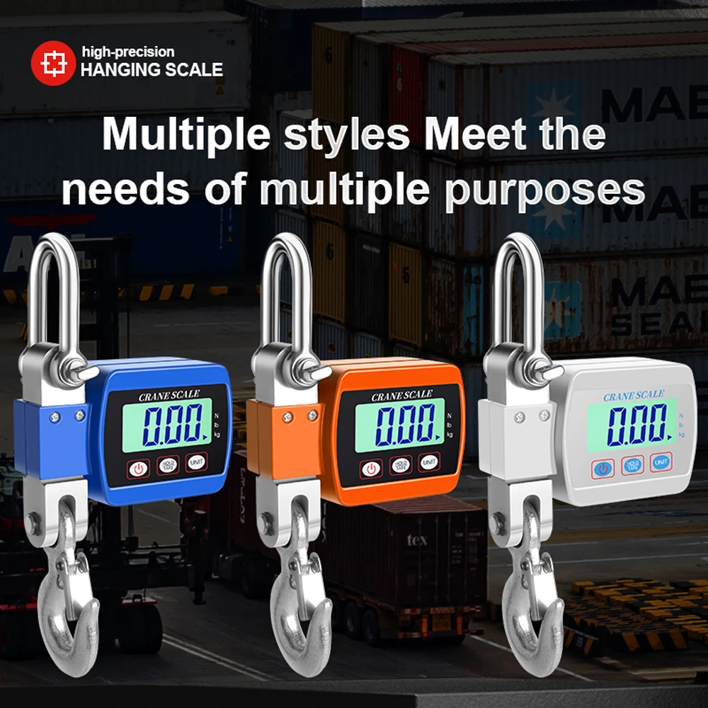 500kg LCD Digital Crane Scale Portable Industrial Electronic Scale Heavy Duty Alloy Steel Hanging Scale Hook Scale Weighing Tool