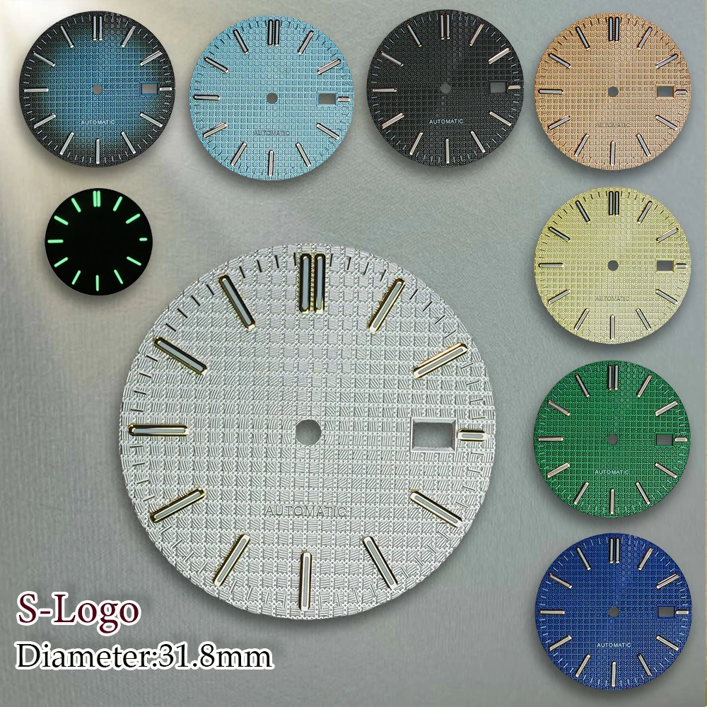 S Logo 31.8mm NH35 Dial Fit NH35/NH36 Japanese Automatic Movement C3 Green Luminous 3 o'clock Watch Accessories Repair tools