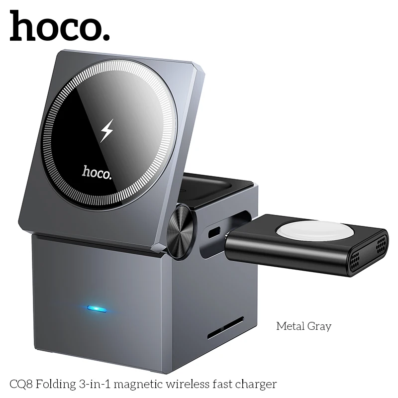 

HOCO CQ8 3 in 1 15W Magnetic Wireless Charger Stand For Phone iPhone 15 14 Pro Airpods Apple Watch Fast Charging Station Holder