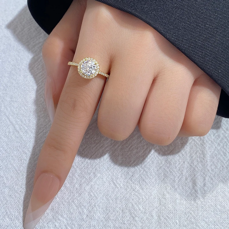 GRA 1 CT Rond Echter Moissanit Diamant Runde Ringe Für Frauen 925 Sterling Silber Hohe Qualität Täglich Tragen Edlen Luxus schmuck – Detail 7
