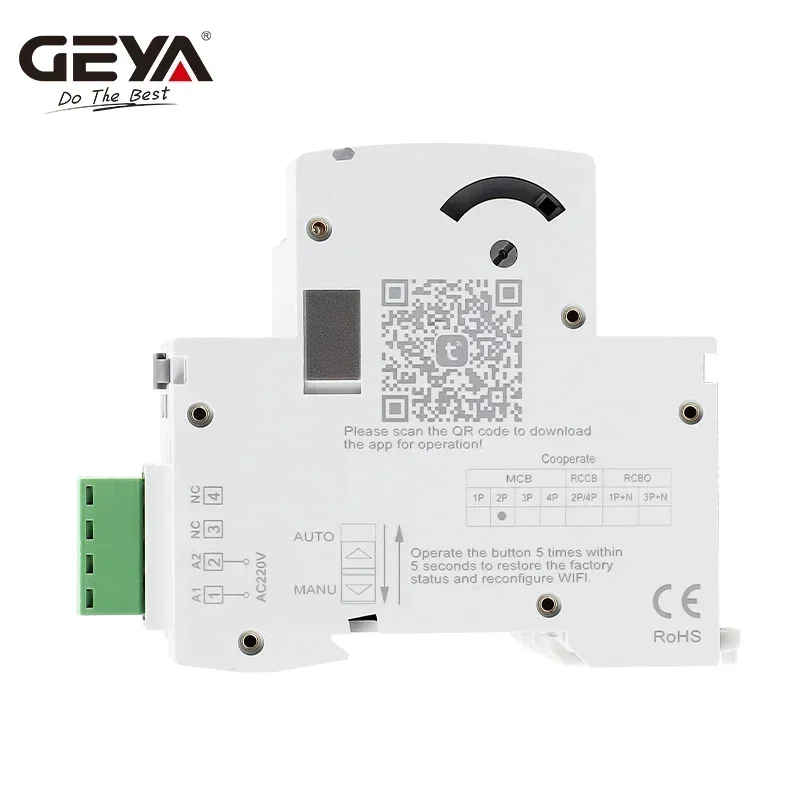 GEYA tuya MCB WIFI recloser vzdálený ovládání obvodový jistič GRD9L-W 2os MCB 6KA automatický bezdrátový interruptor reclosing spínač