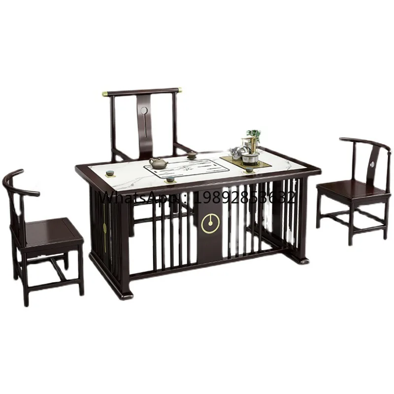 LYY مجموعة طاولة الشاي الخشبية الصلبة المتكاملة مكتب المنزل الكونغ فو وكرسي مجموعة طاولة تخمير الشاي النمط الصيني الجديد #5