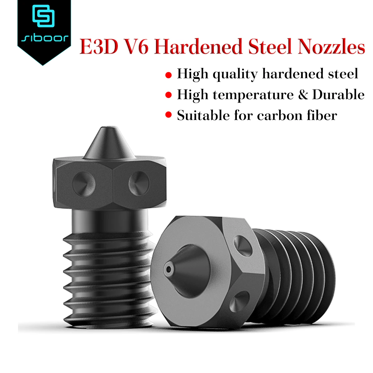 High Quality E3D V6 Nozzle Hardened Steel V6 Nozzles Corrosion-Resistant Wear-resistant M6 for 1.75mm Carbon Fiber PEI Filament