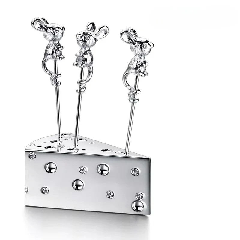 Creative high-end household metal ins wind light luxury cute fruit fork decorative ornament