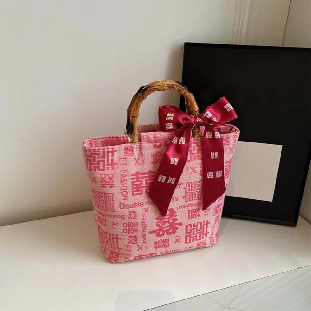 

Elegant Chinese Style Wedding Gift Bag Reusable Large Capacity Women Tote Bag Embroidered with Knot Messenger Bag Birthday Party