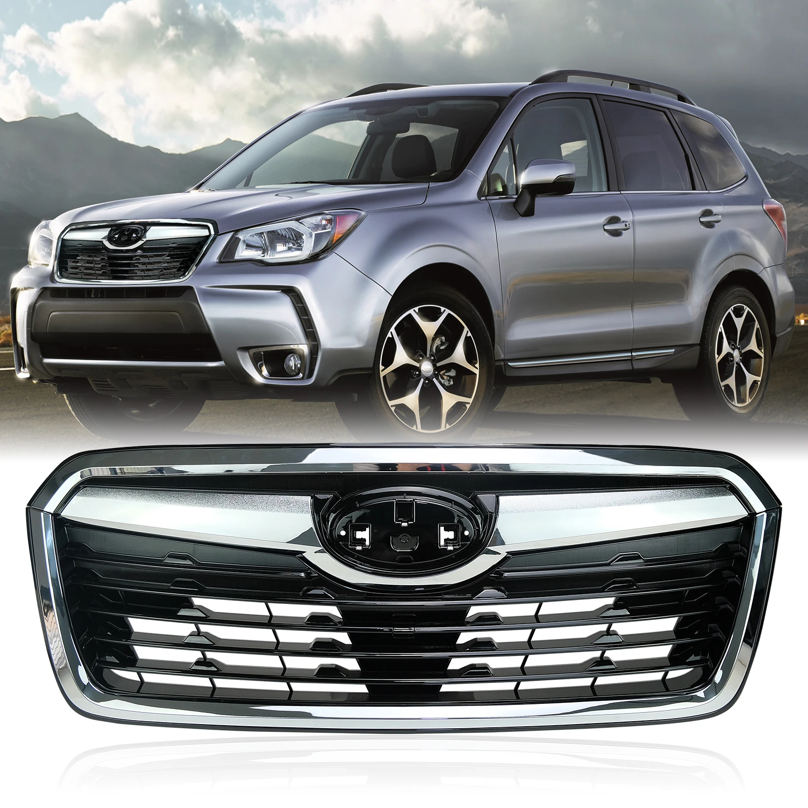 

Front Grill for 2019-2021 Subaru Forester w/Camera Hole Chrome Moulding