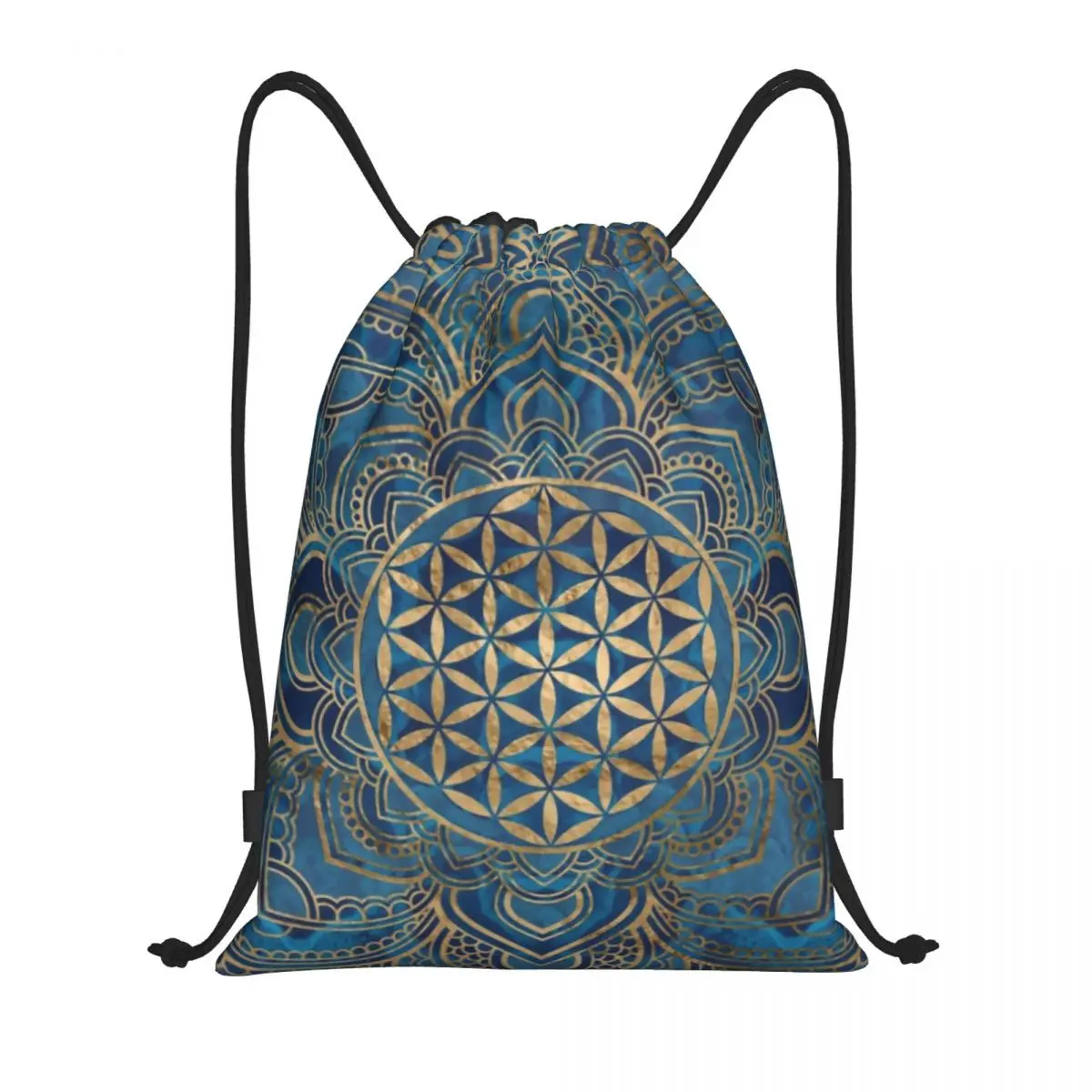 

Flower Of Life In Lotus Mandala Drawstring Backpack Sports Gym Bag for Men Women Buddhism Shopping Sackpack