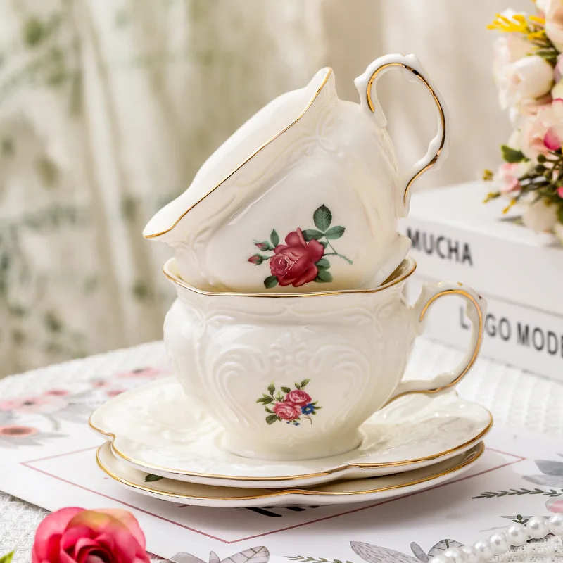 European Ceramic Coffee Cup Set British Afternoon Flower Tea Household High Beauty Coffee Cup and Pot Set