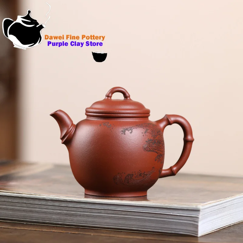 

Yixing handmade purple clay teapot, raw ore, red clear cement, high bamboo teapot, tea set, Chinese teapot, Kung Fu tea set