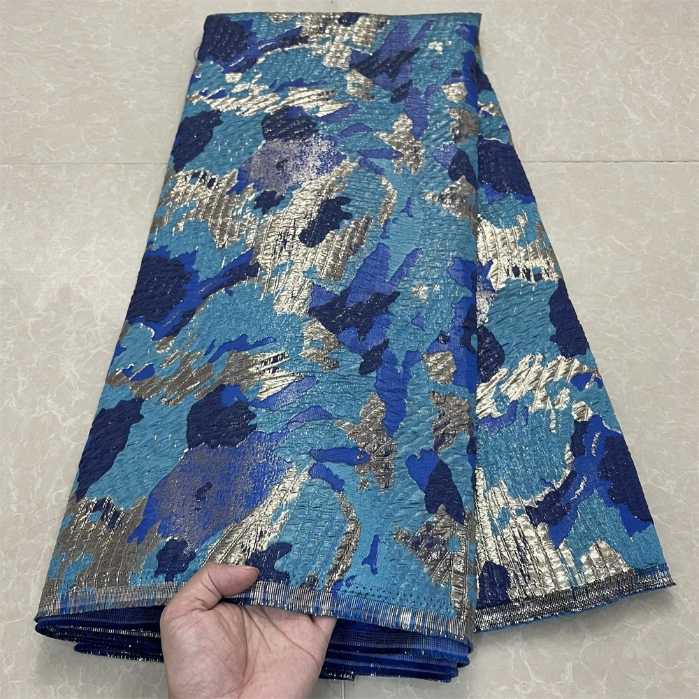 2024High Quality African Nigerian Tulle Lace Fabric Embroidery Silk Fabric Jacquard Dress Prom Party Gown For Sewing YXZ135