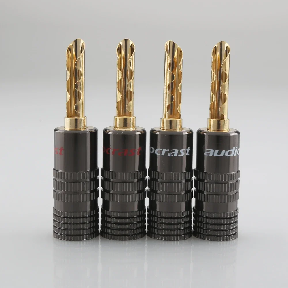8PCS Audiocrast B101G Closed Screw 24K Gold Plated Banana Speaker Plug Connectors for Speaker Wire, Wall Plate, Home Theater