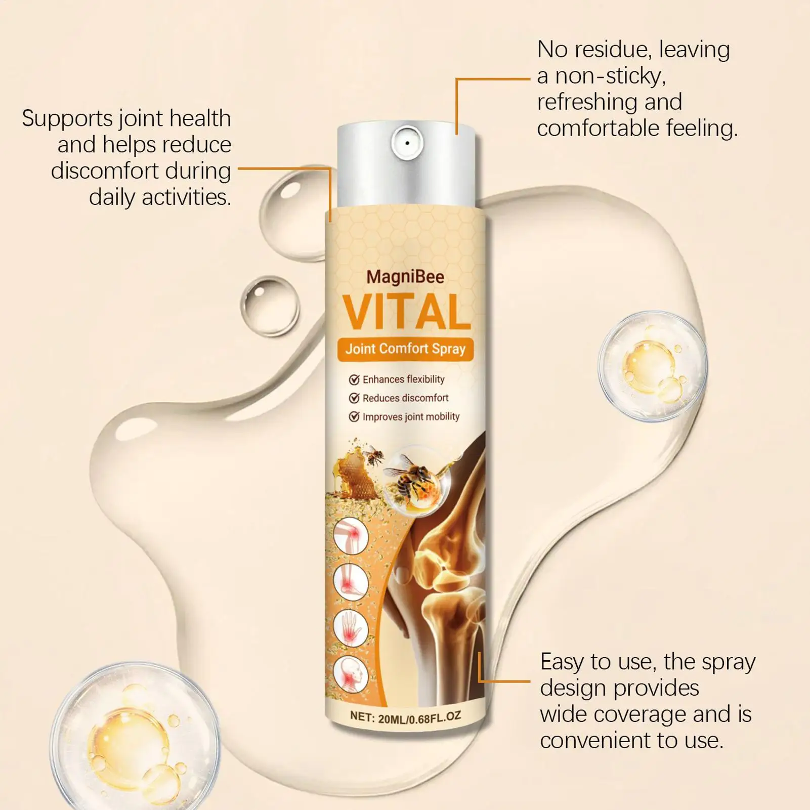 

Спрей для суставов, 20 мл, успокаивающий спрей для дискомфорта, глубокое проникновение суставов, уход за костями и мышцами для занятий спортом, коленной шеей, рук, женщин и мужчин