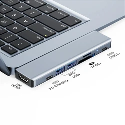 Vothoon USB C 어댑터 유형 C-HDMI 호환 MacBook Pro Air USB C 허브용 USB 3.0 SD TF 카드 리더기