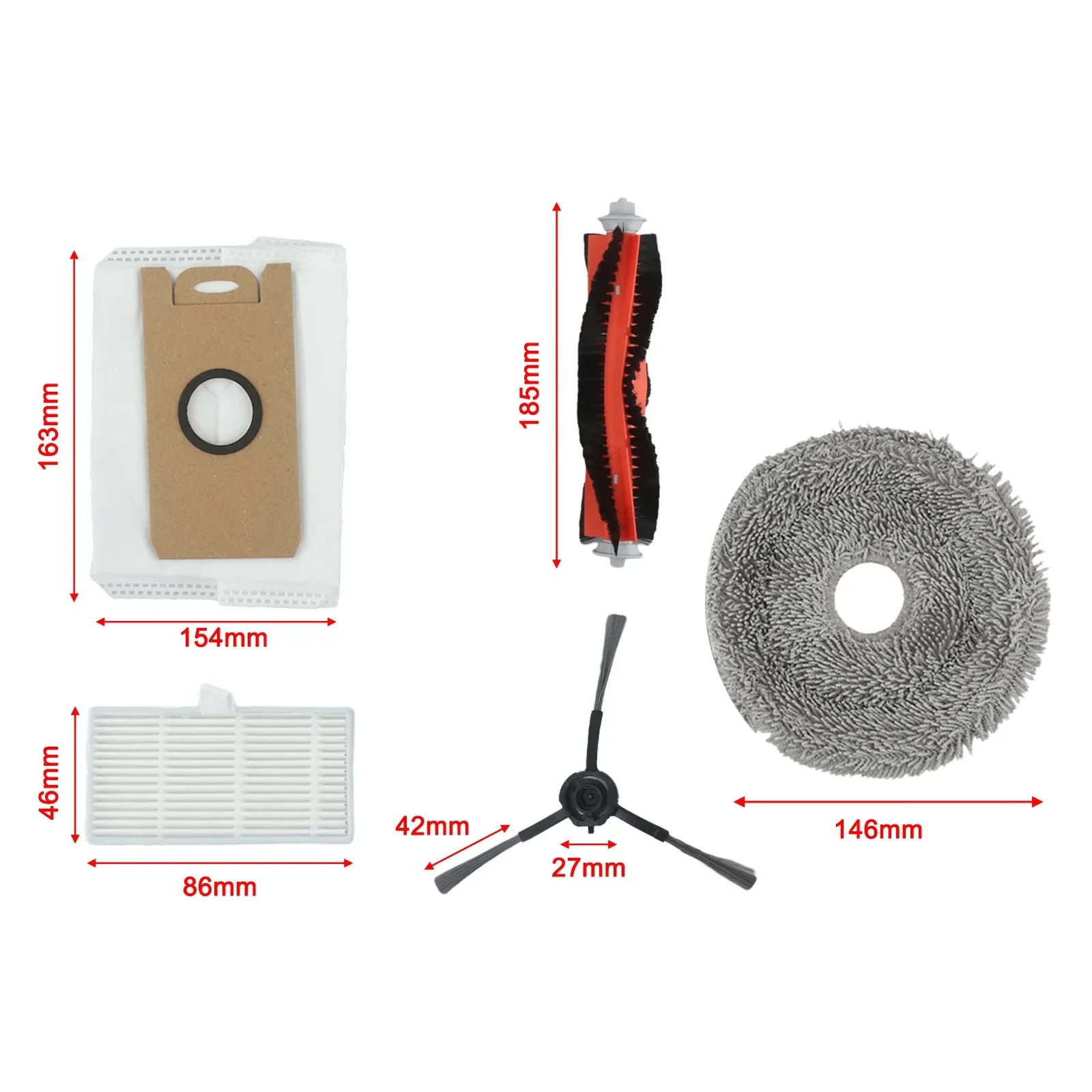 

Restoration of Cleaning Power with Replacement Parts for Uwant U200 Pro Main Side Brush Filter Mop Pad Dust Bag