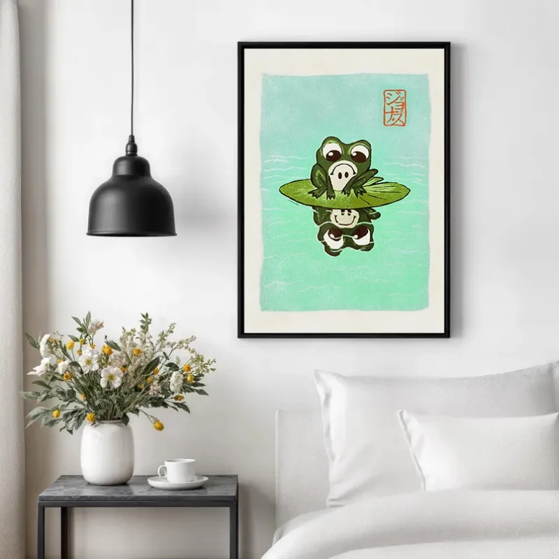 Japan Inspired Style Minimalist Graphic Poster Japanese Animal Fish Cat Geisha Canvas Painting Wall Art Living Room Home Decor