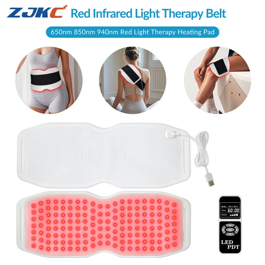 

ZJKC Led Light Treatment Back and Neck Heating Pad Belt Red Infrared Light Therapy for Pain Relief 660nm 850nm 940nm