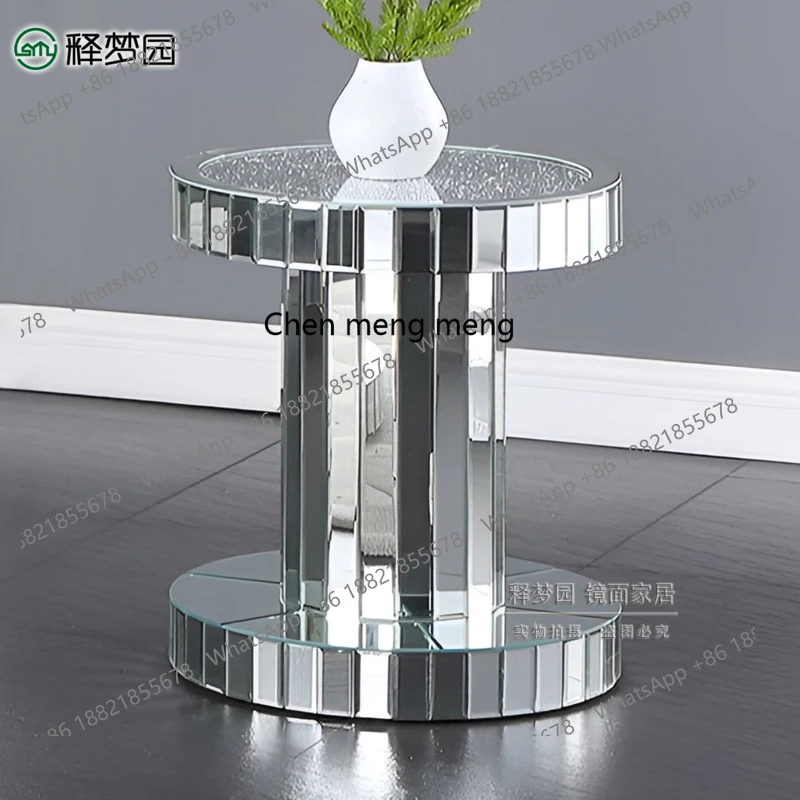 طاولة شاي اسكندنافية مستديرة وحديثة وبسيطة وخفيفة فاخرة وطاولة عرض زاوية ومرآة وطاولة مستديرة صغيرة #3